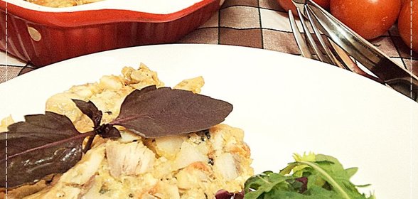 Террин из трески с помидорами и базиликом