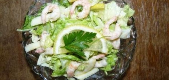 лёгкий свежий салат с креветками