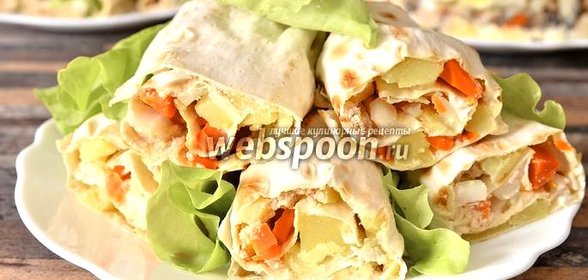 Рулет из лаваша с икрой трески