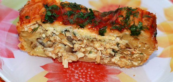 Грибы с курицей и сыром