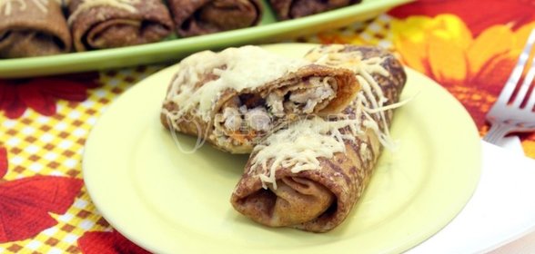 Блины фаршированные мясом и овощами
