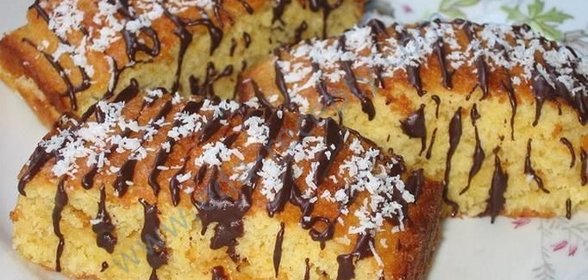 Кокосовое пирожное с шоколадом и повидлом