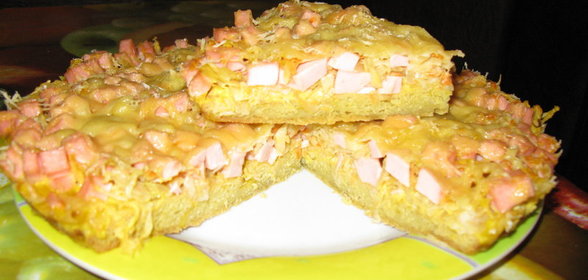 Пицца на кефире или открытый пирог с квашеной капустой