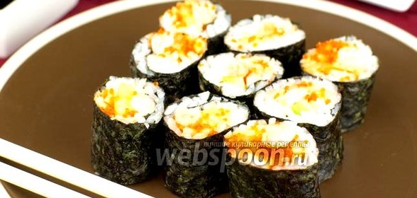 Роллы с креветками и икрой тобико