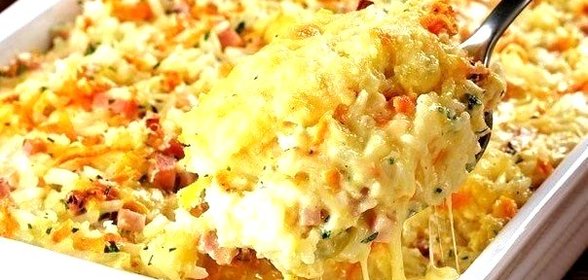 Запеканка из риса с ветчиной и сыром