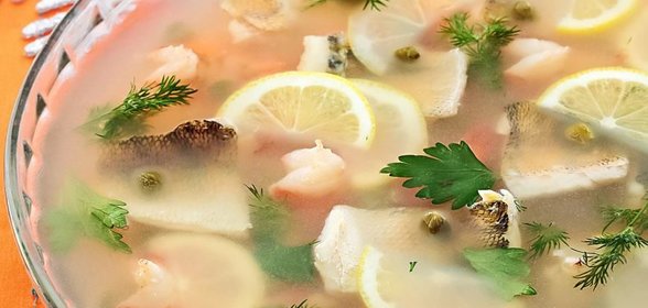 Заливное из судака и креветок