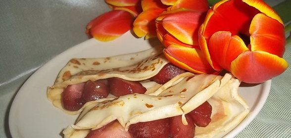 Блинчики с яблоками в вине