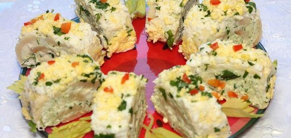 Рулет из сыра с творожной начинкой