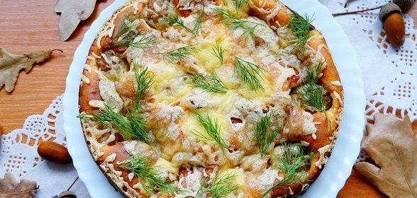 Пирог с фрикадельками под сырной корочкой