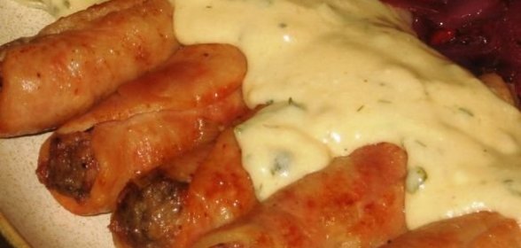 Рулетики из ветчины с фаршем