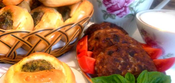 Кныши с гречневой кашей,куриным филе,грибами и песто + бонус!!!