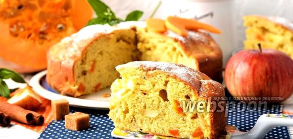 Шарлотка с тыквой и яблоками