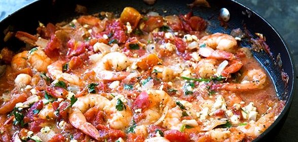 Креветки с сыром и помидорами