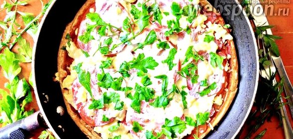 Пицца на кефире на сковороде