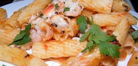 Креветки с пастой в духовке