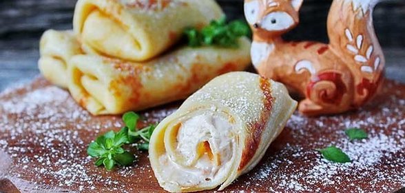 Рисовые блины с творожно-карамельной начинкой