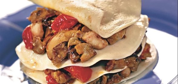 Лазанья с рыбным филе и грибами