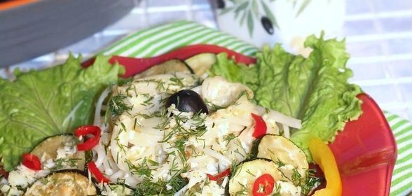 Макароны с цуккини сыром и мятой