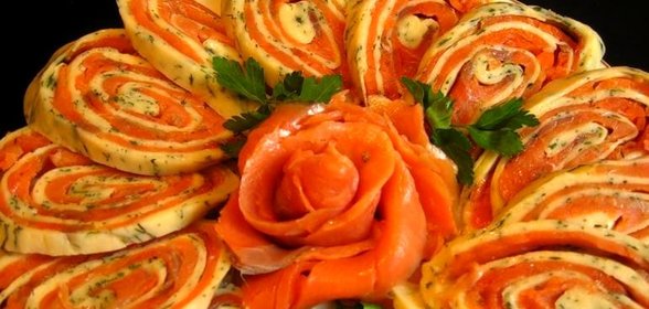 Рулеты с рыбой и творогом