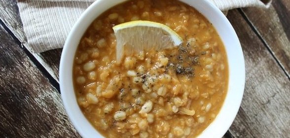 Суп с ячменной крупой и чечевицей