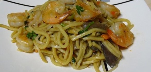 Лапша с Креветками, Имбирем и Соевым Соусом ! ! !