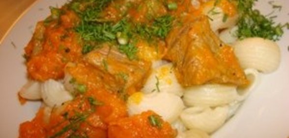 Говядина, тушеная с тыквой