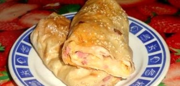 Рулет из лаваша и ветчины