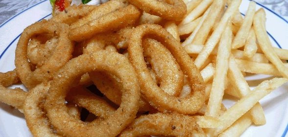 Жареные кольца кальмаров