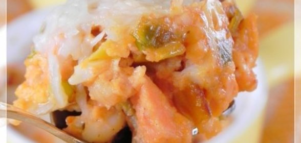 Кокиль из креветок и сёмги в сливочном соусе