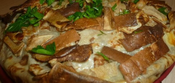 Блинный торт с сыром и грибами
