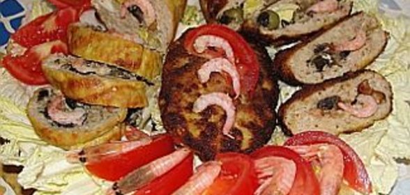 Рулет и котлеты с креветками Завтрак Великана