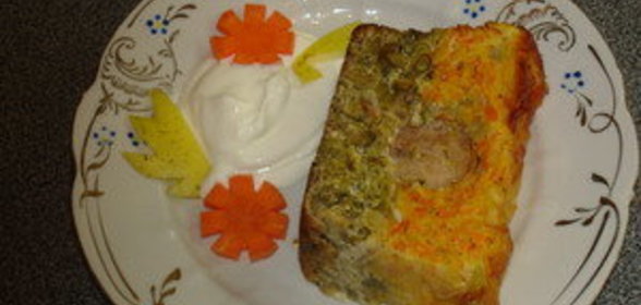 Овощная запеканка с куриной колбаской