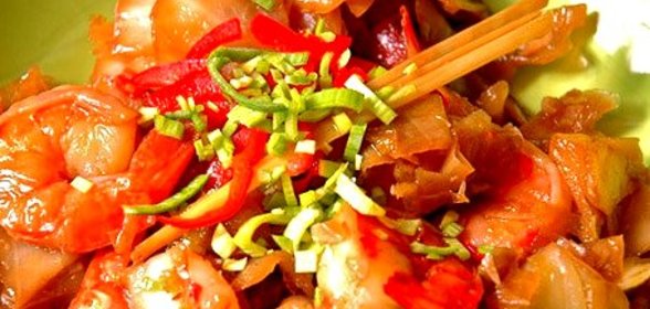Капуста с креветками