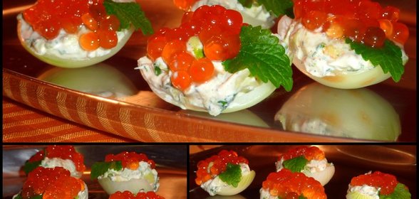 ЗАКУСКА луковые чарки с икрой