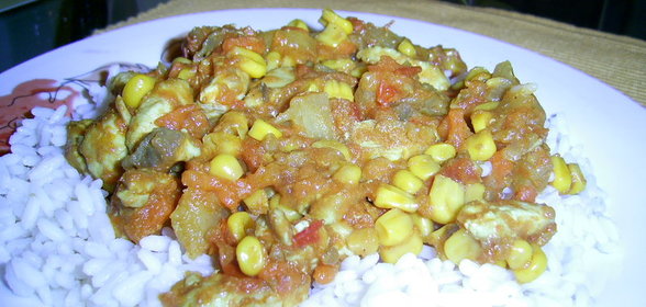 Курица с карри и ананасами