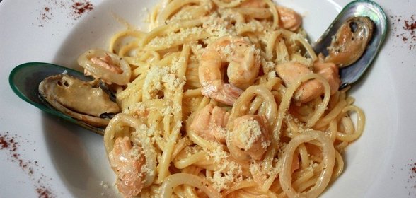 Карбонара с креветками