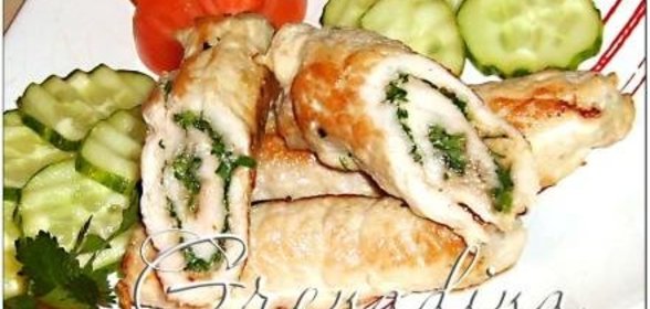 Чили-рулетики из свинины с зеленью