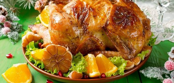 Курица, фаршированная апельсинами