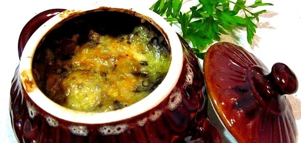 Капуста с грибами в горшочке