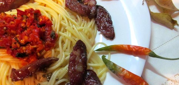 Спагетти с колбасками