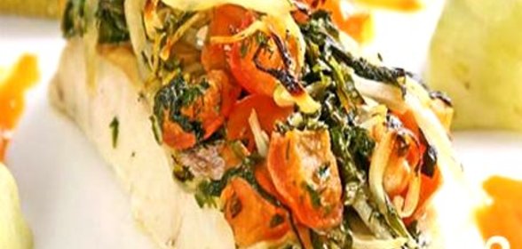 Рыба со шпинатом по-гречески
