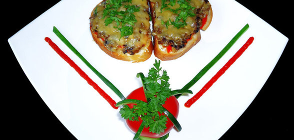 Бутерброды Ленивая пицца с грибами