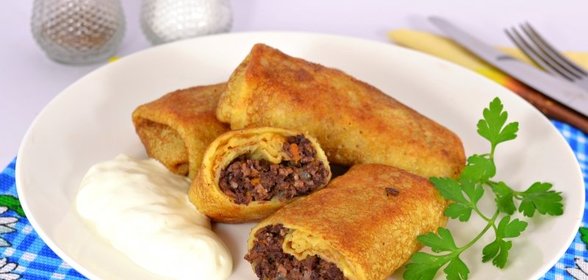 Блинчики со свиным сердцем и легкими