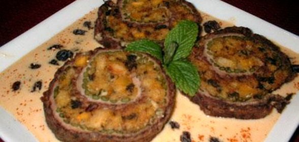 Утиные рулеты с тыквенно-грибной начинкой