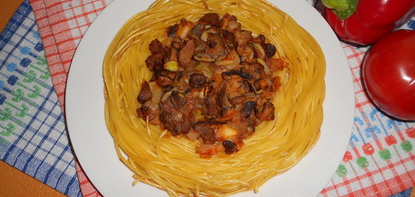 Запеченные гнёздышки из спагетти Borges с грибами