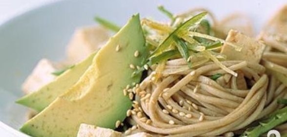 Азиатская лапша с тофу, авокадо и фасолью