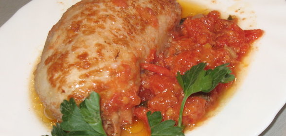 Куриные окорочка,фаршированные печенкой, луком и зеленью