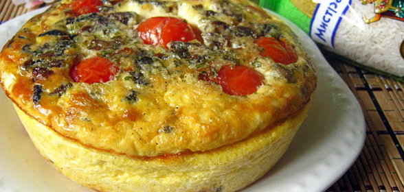 Омлет с опятами, черри и рисом Жасмин