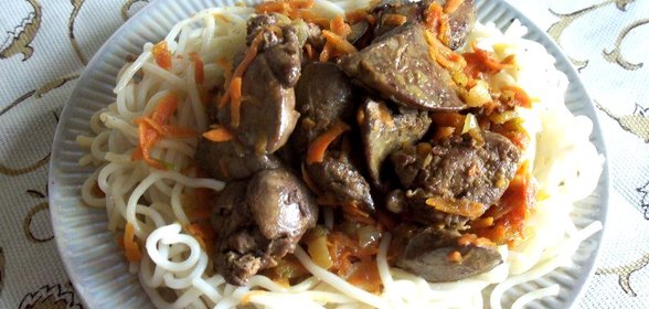 Вермишель с куриной печенью