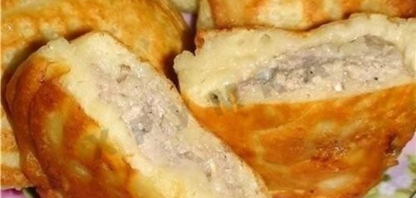 Быстрые ленивые беляши на кефире с фаршем